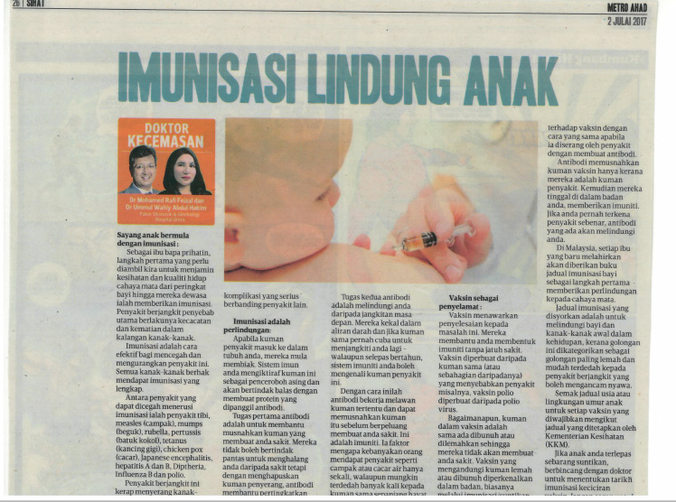 Imunisasi Lindung Anak – HARIAN METRO